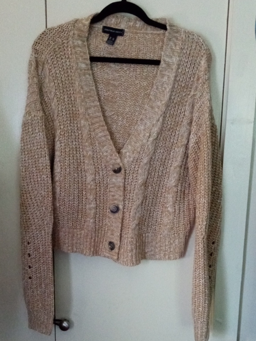 Streetwear Society Brown Chunky Cable Knit Marbled Knit Cardigan XL